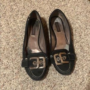 Ruby & Bloom Black Loafers with Silver Accessories
